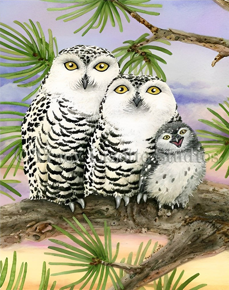 Family of Owls on the Branch 5D DIY Diamond Painting Kits