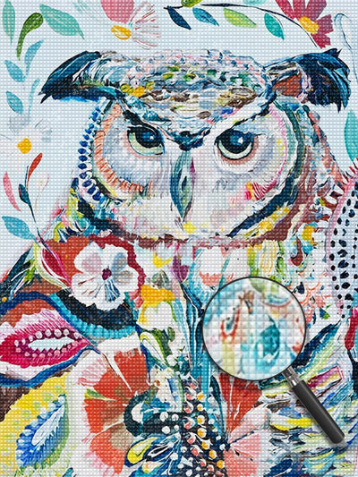 Owl Serious Drawn Diamond Painting