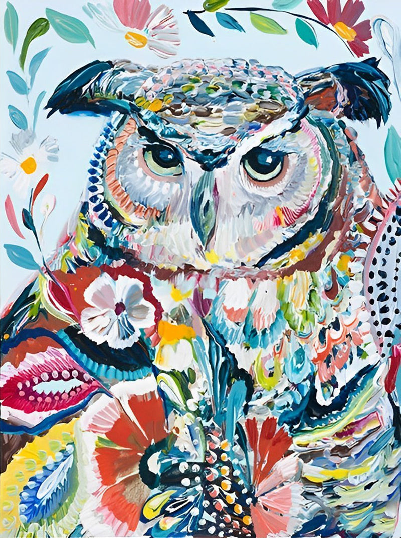 Owl Serious Drawn Diamond Painting