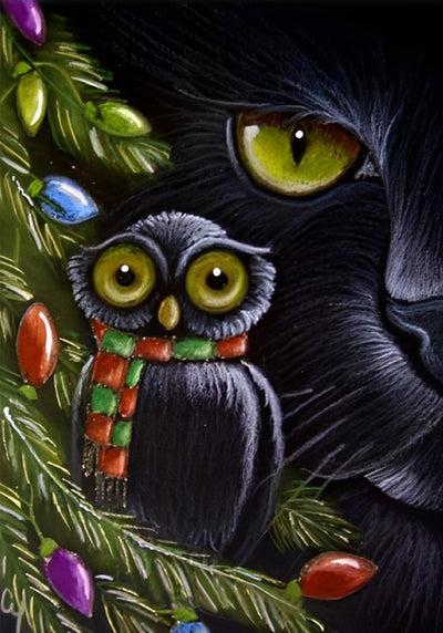 Foolish Black Owl and Black Cat 5D DIY Diamond Painting Kits