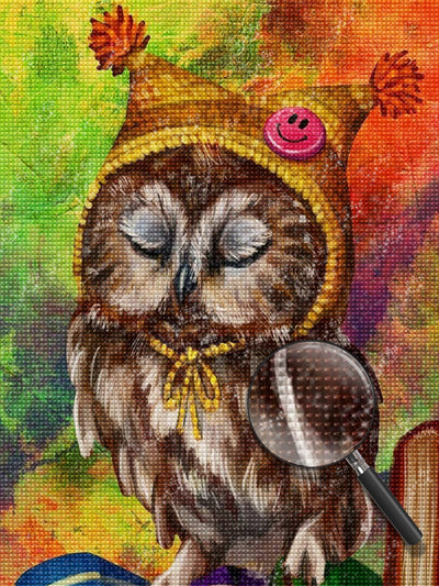 Owl in Yellow Hat Diamond Painting