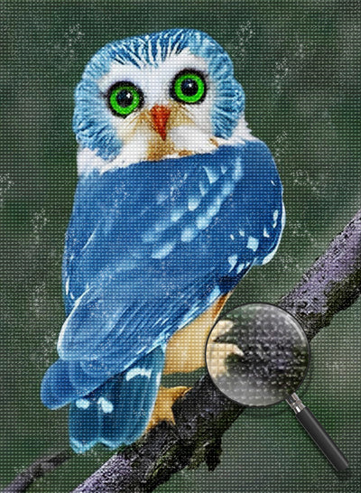Blue Owl with Green Eyes 5D DIY Diamond Painting Kits