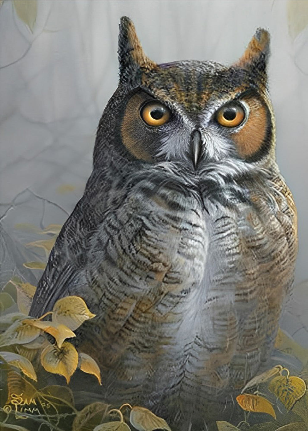 Owl and Leaves Diamond Painting