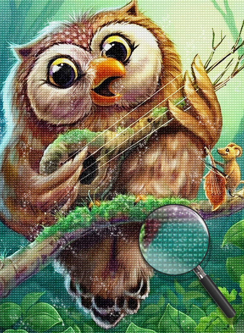 Owl Playing Guitar Diamond Painting