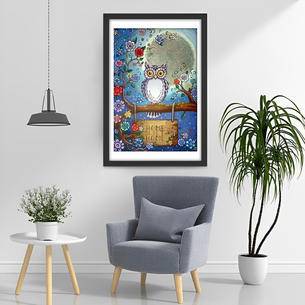 Owl and Flowers Diamond Painting