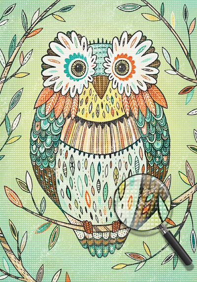 Green Owl Diamond Painting