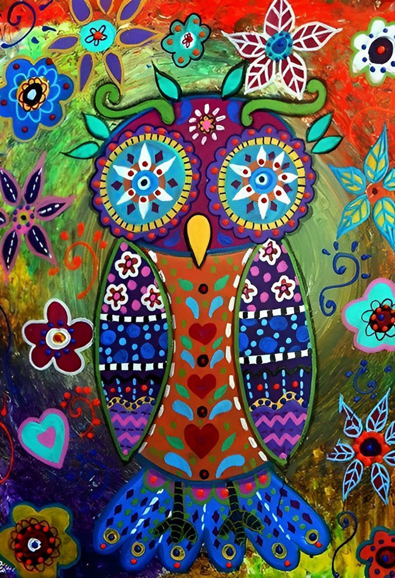 Flower Owl Diamond Painting