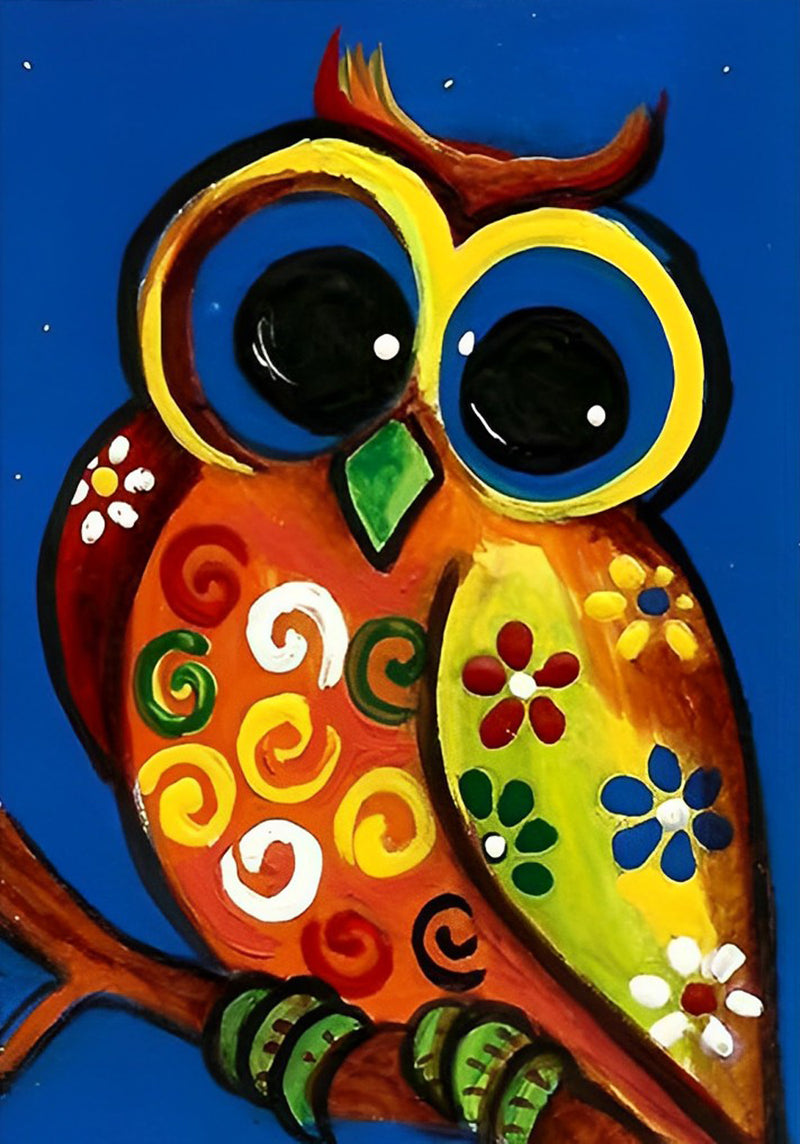 Cute Owl Drawn Diamond Painting