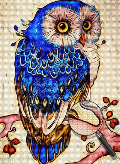 Blue Owl on Branch 5D DIY Diamond Painting Kits