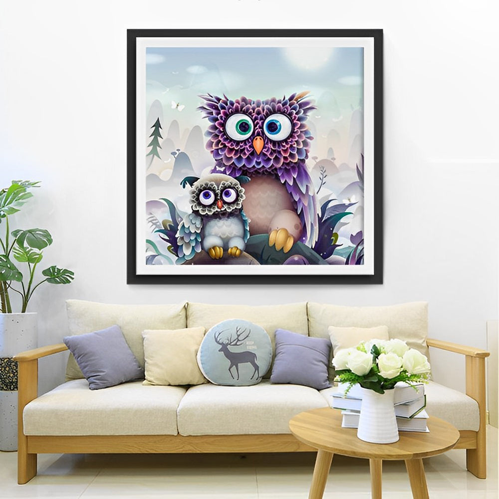 Mother Owl and Her Baby Diamond Painting
