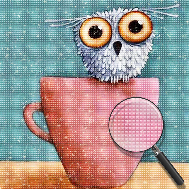 White Owl on a Mug 5D DIY Diamond Painting Kits