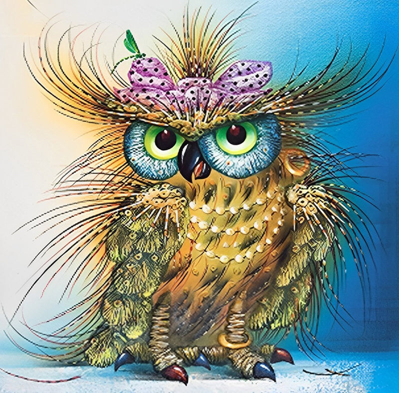 Owl with Long Feathers 5D DIY Diamond Painting Kits