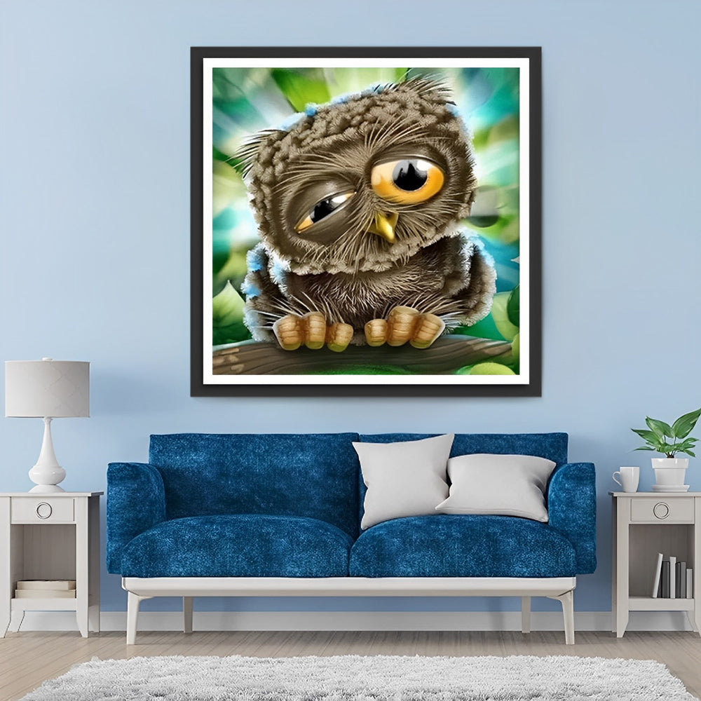 Owl with Eyes of Different Sizes Diamond Painting