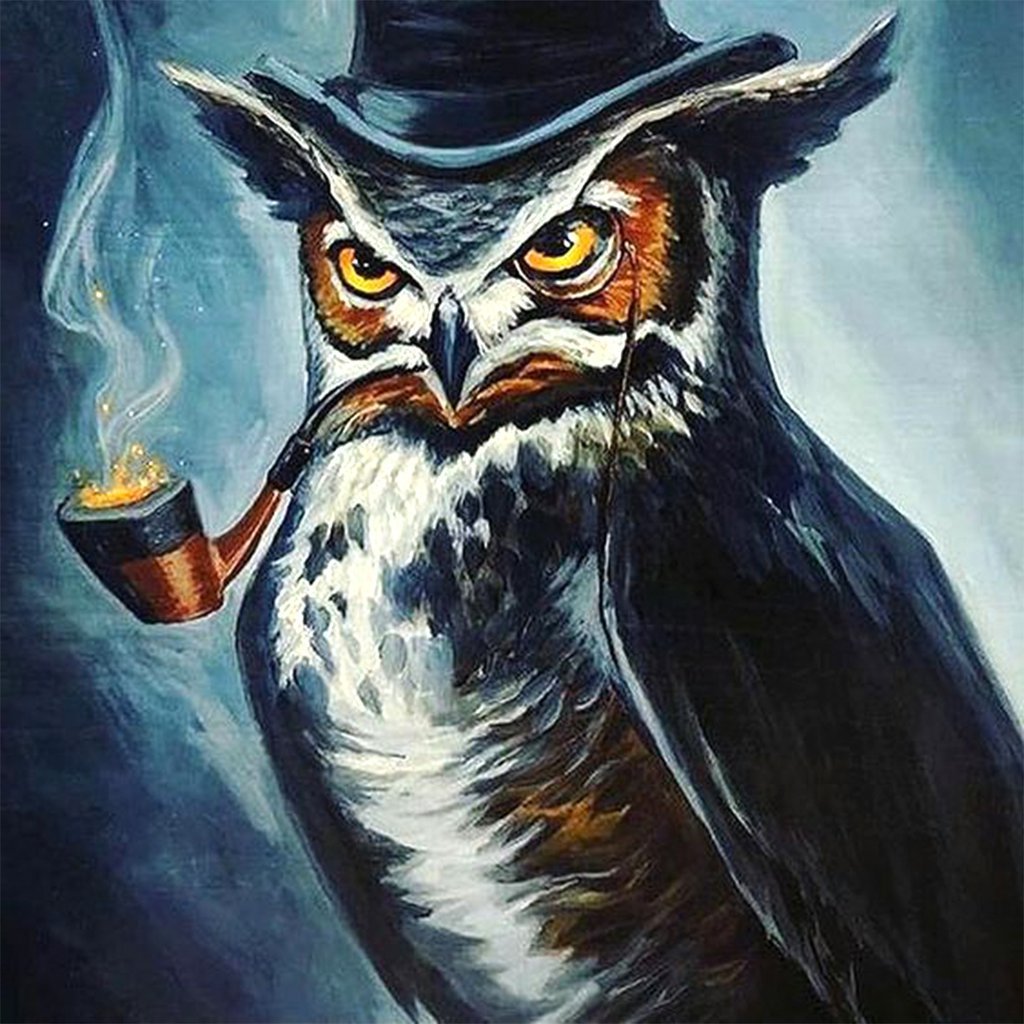Smoking Owl in Oversized Diamond Painting