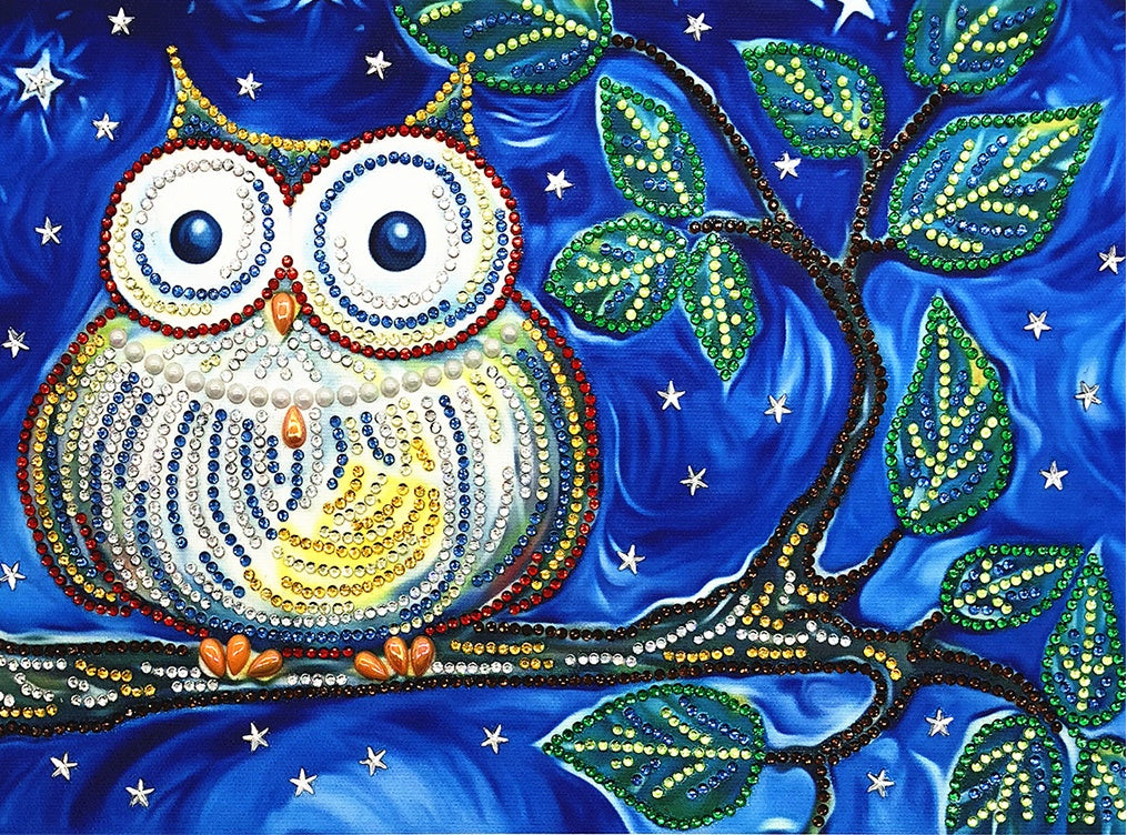 Candid Owl in the Night Special Shaped Drills Owl Diamond Painting