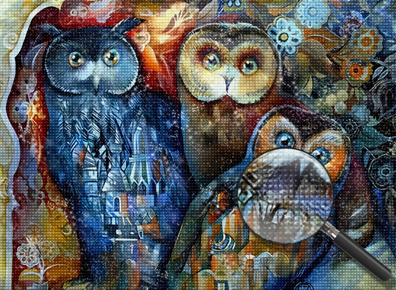 Three Owls with House Patterns 5D DIY Diamond Painting Kits