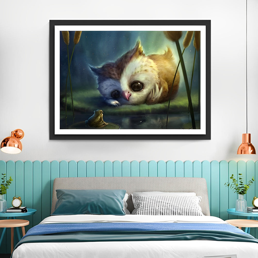 Cute Owl with White Face Diamond Painting