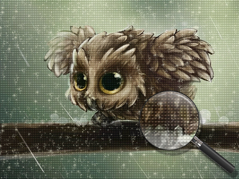 Cute Owl In the Rain 5D DIY Diamond Painting Kits