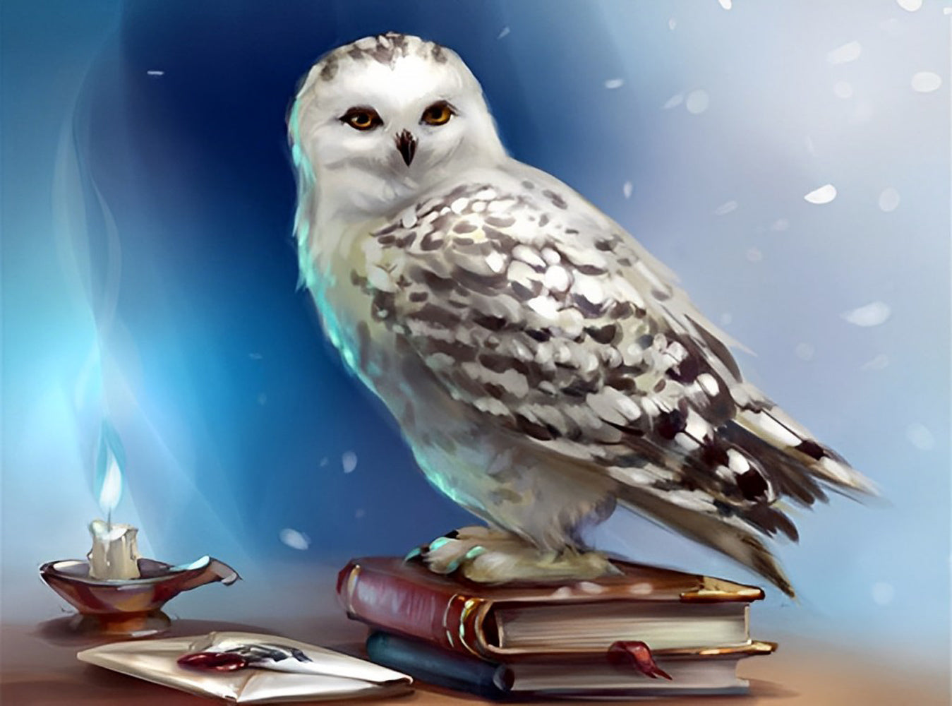 Snowy Owl on the Desk Diamond Painting