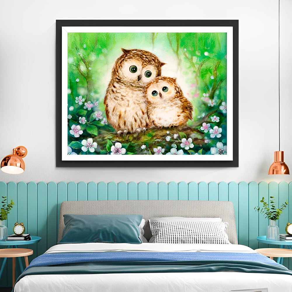 Mother Owl and Her Baby Diamond Painting