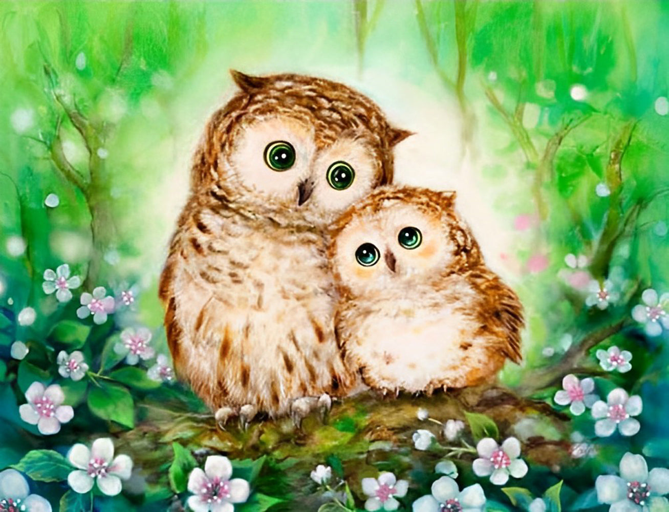 Mother Owl and Her Baby Diamond Painting
