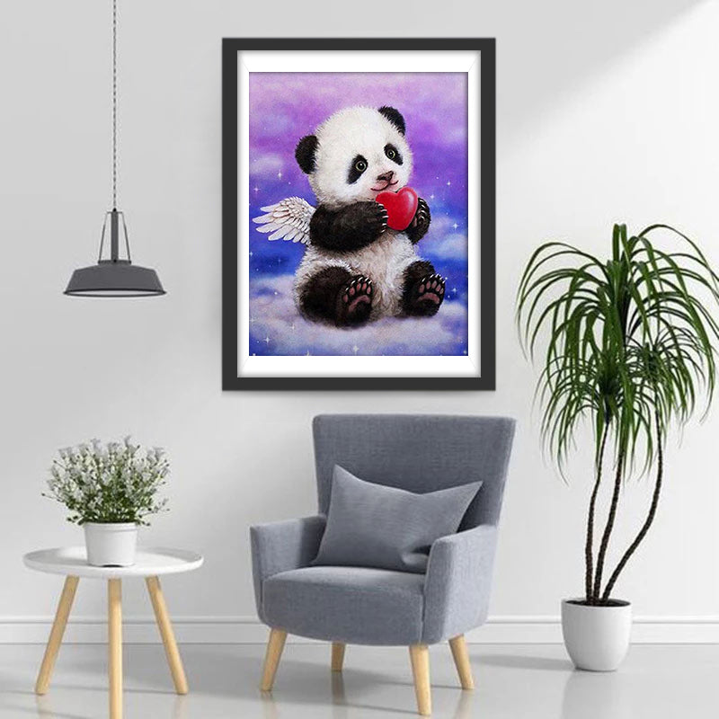 Panda Angel and Heart Diamond Painting