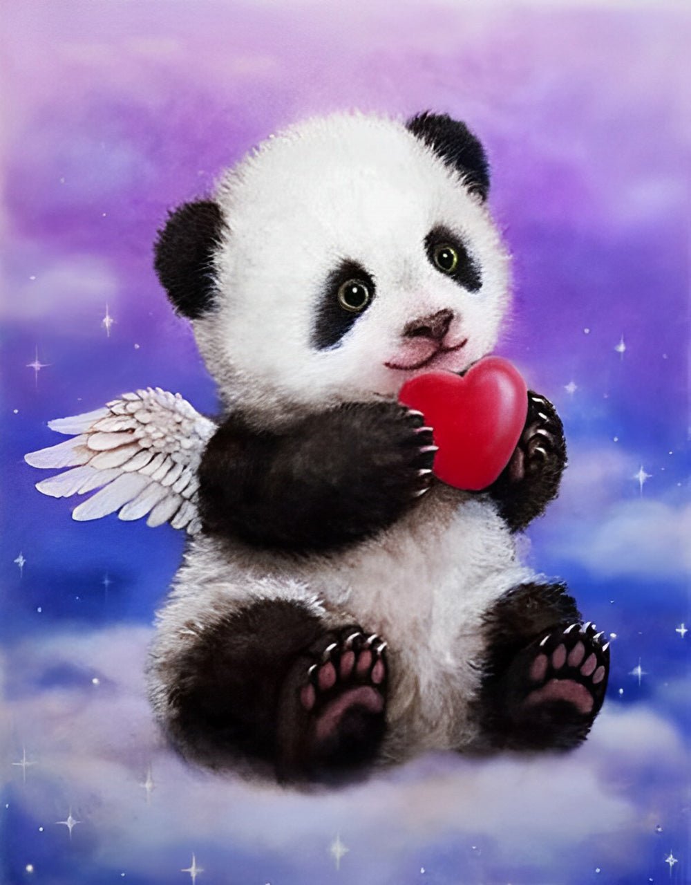 Panda Angel and Heart Diamond Painting