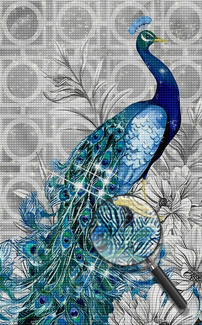 Bright Peacock and White Flowers 5D DIY Diamond Painting Kits