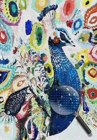 Blue Peacock with Colorful Tail 5D DIY Diamond Painting Kits