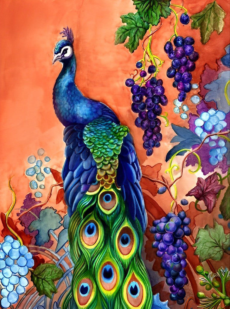 Peacock and the Grapes Diamond Painting