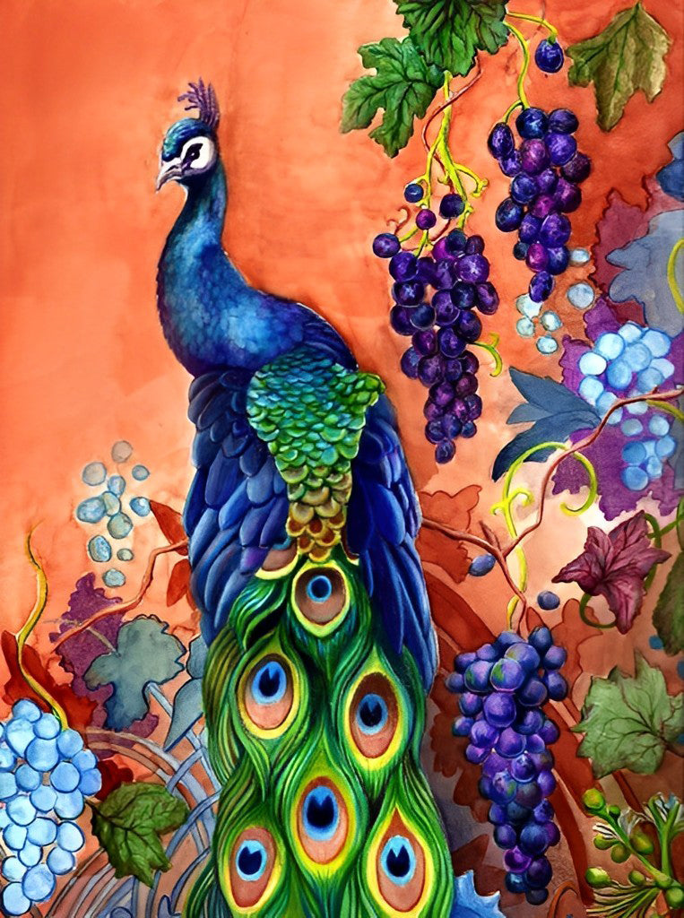 Peacock and the Grapes 5D DIY Diamond Painting Kits