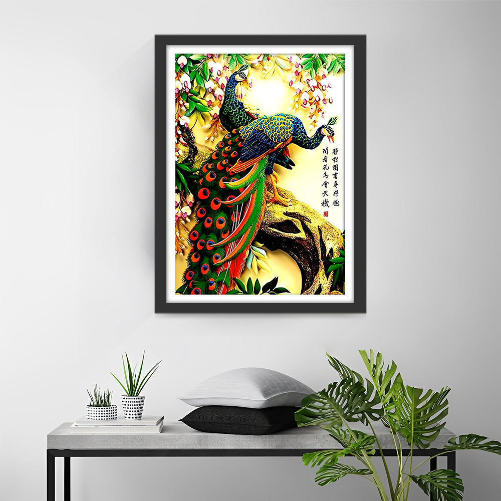 Peacocks and Chinese Poems Diamond Painting
