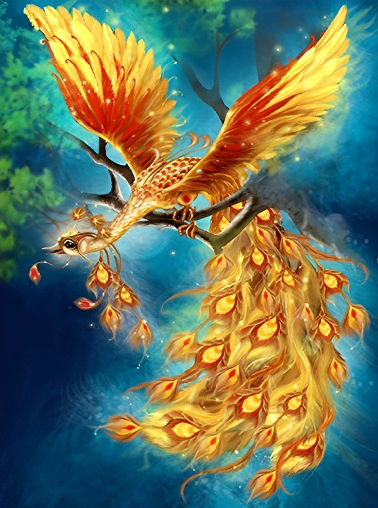 Beautiful Golden Peacock Diamond Painting