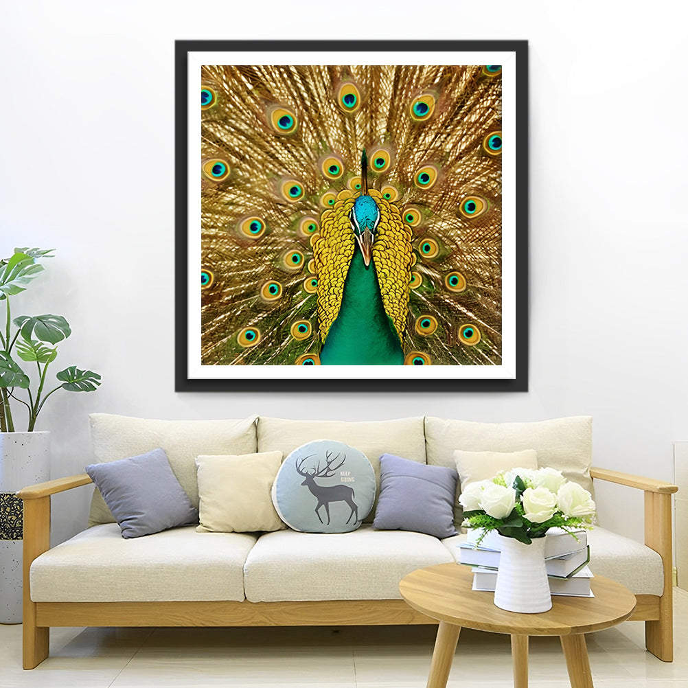 Peacock with Golden Tail Diamond Painting