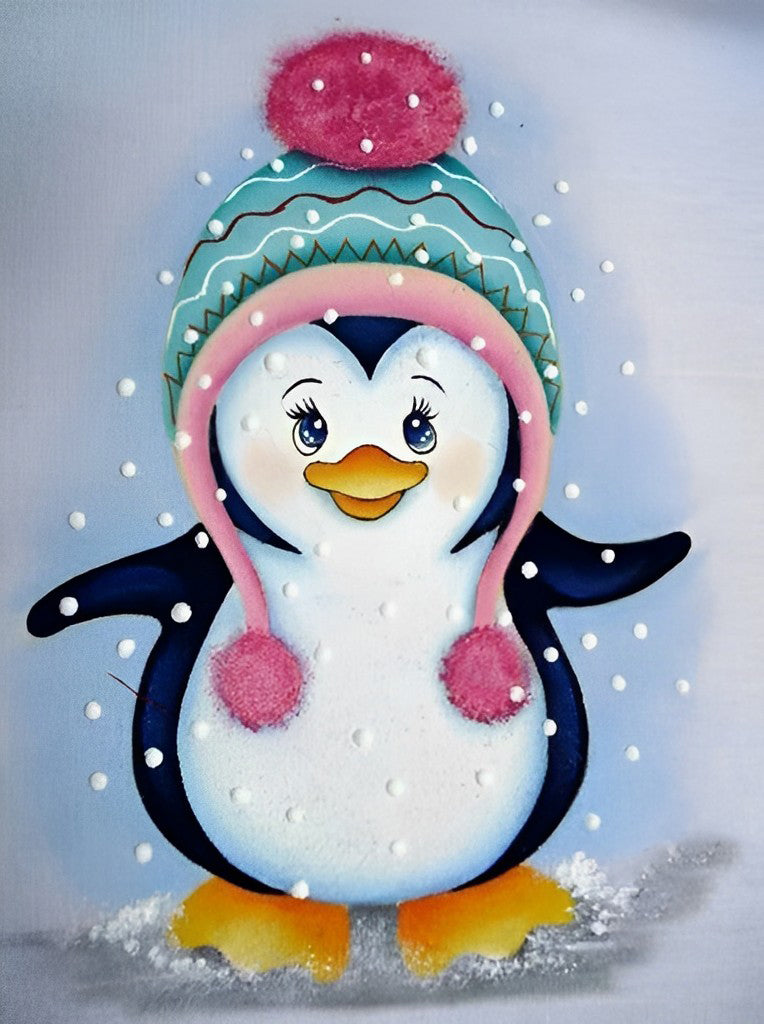 Penguin in Green Hat Cartoon Diamond Painting
