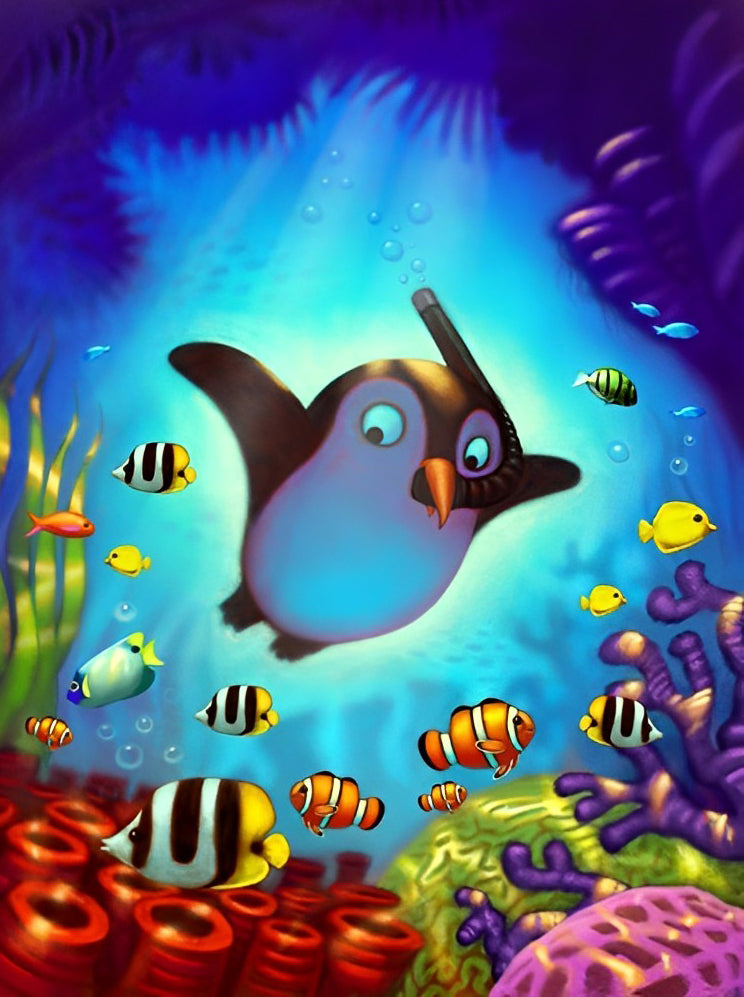 Penguin in the Sea Diamond Painting