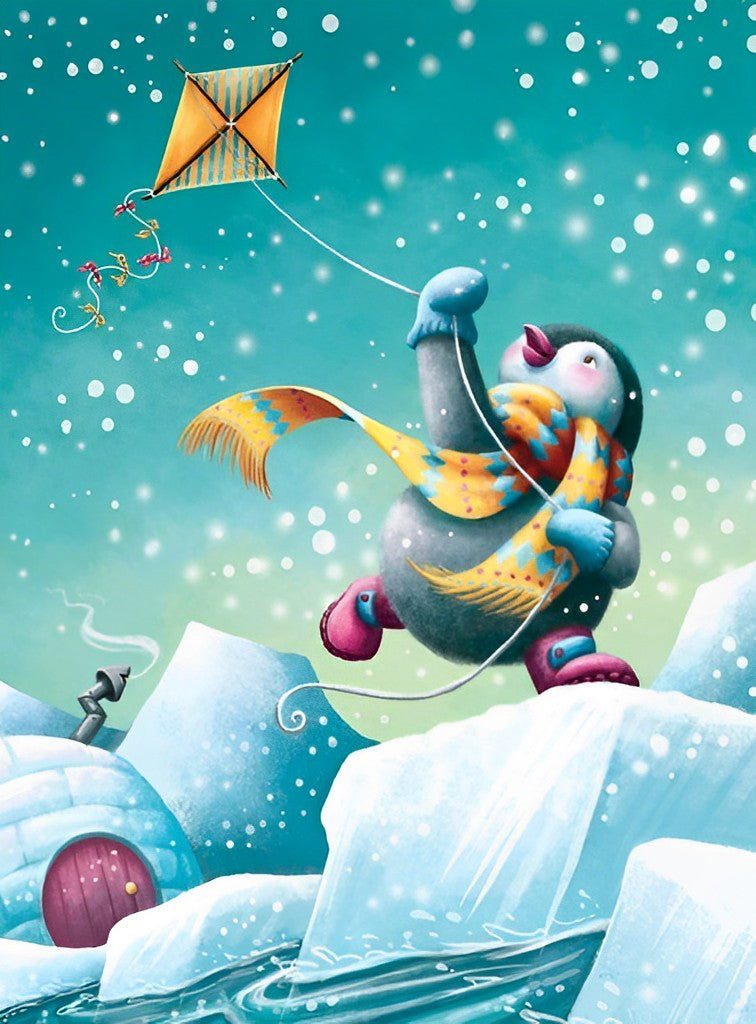 Penguin Playing Kite Diamond Painting