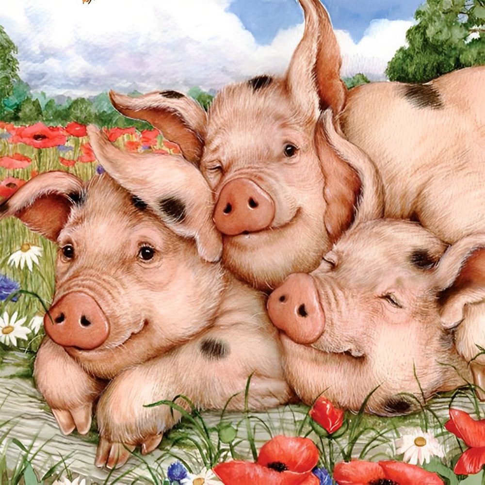 Three Spotted Pigs Diamond Painting