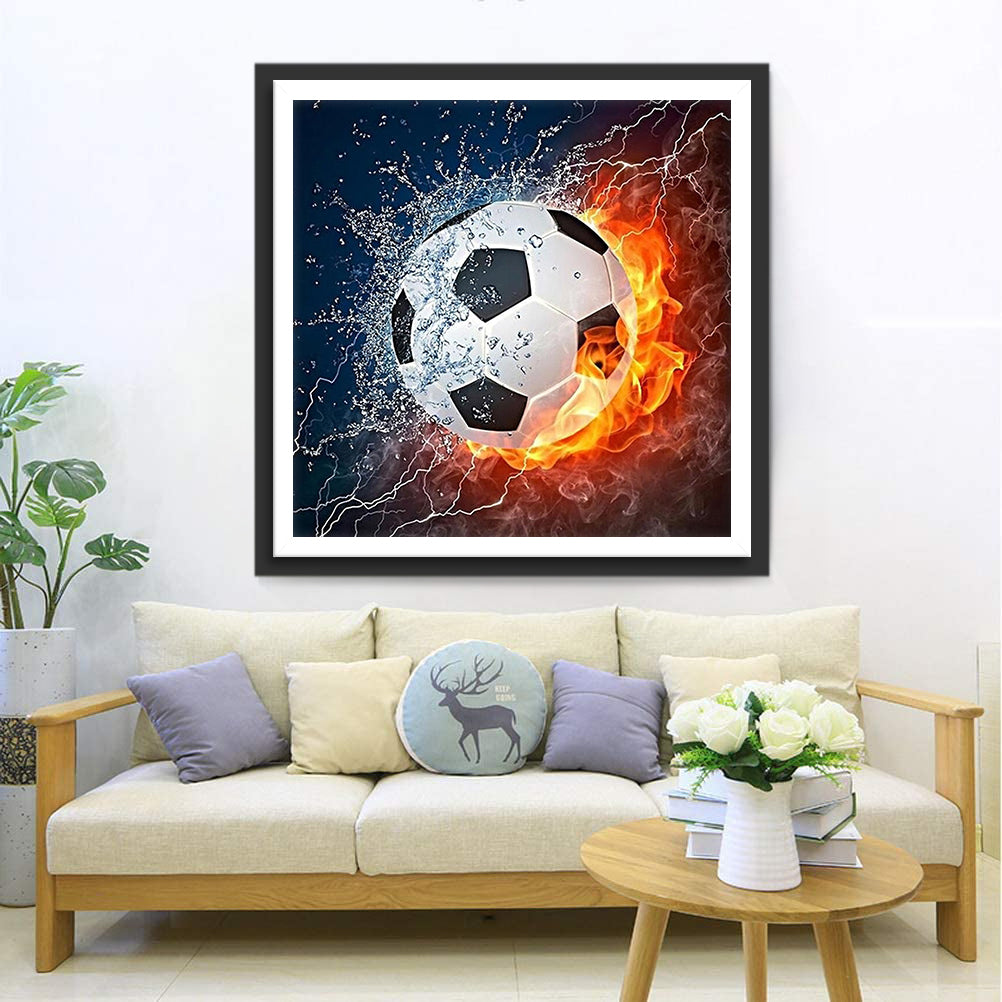 Water and Fire Football Diamond Painting
