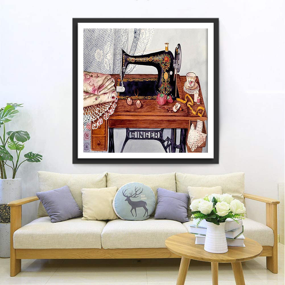 Black Sewing Machine Diamond Painting