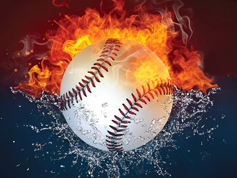 Water and Fire Baseball 5D DIY Diamond Painting Kits