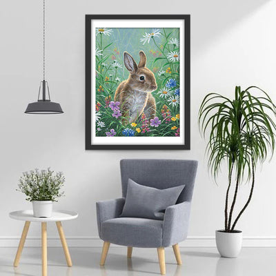 Brown Rabbit and Colorful Flowers 5D DIY Diamond Painting Kits