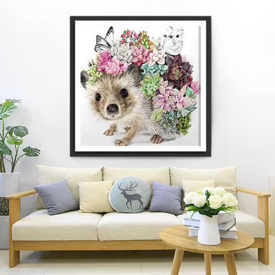 Hedgehog and Succulents Diamond Painting