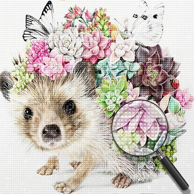 Hedgehog and Succulents Diamond Painting