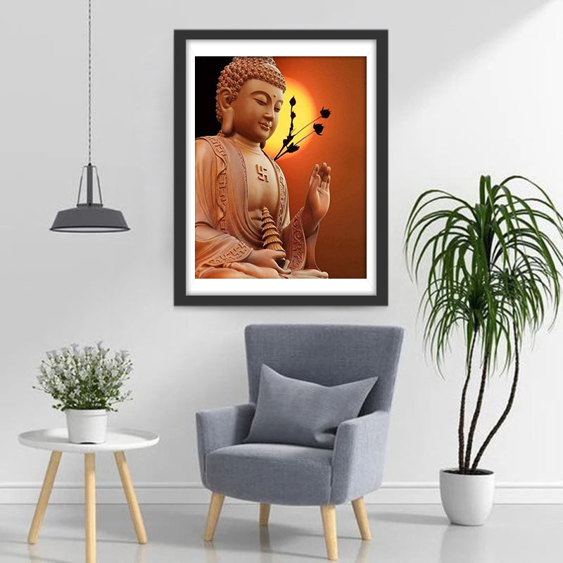Buddhist Statue with Swastika Diamond Painting