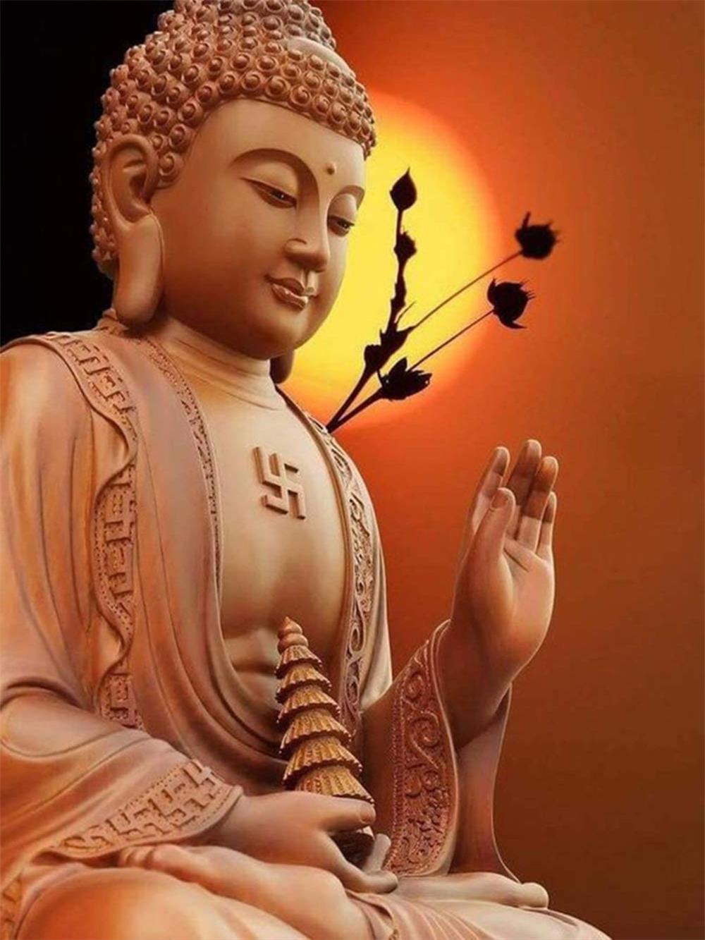 Buddhist Statue with Swastika Diamond Painting
