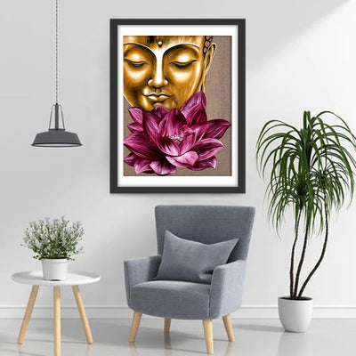 Lotus and Golden Buddhist Statue Diamond Painting