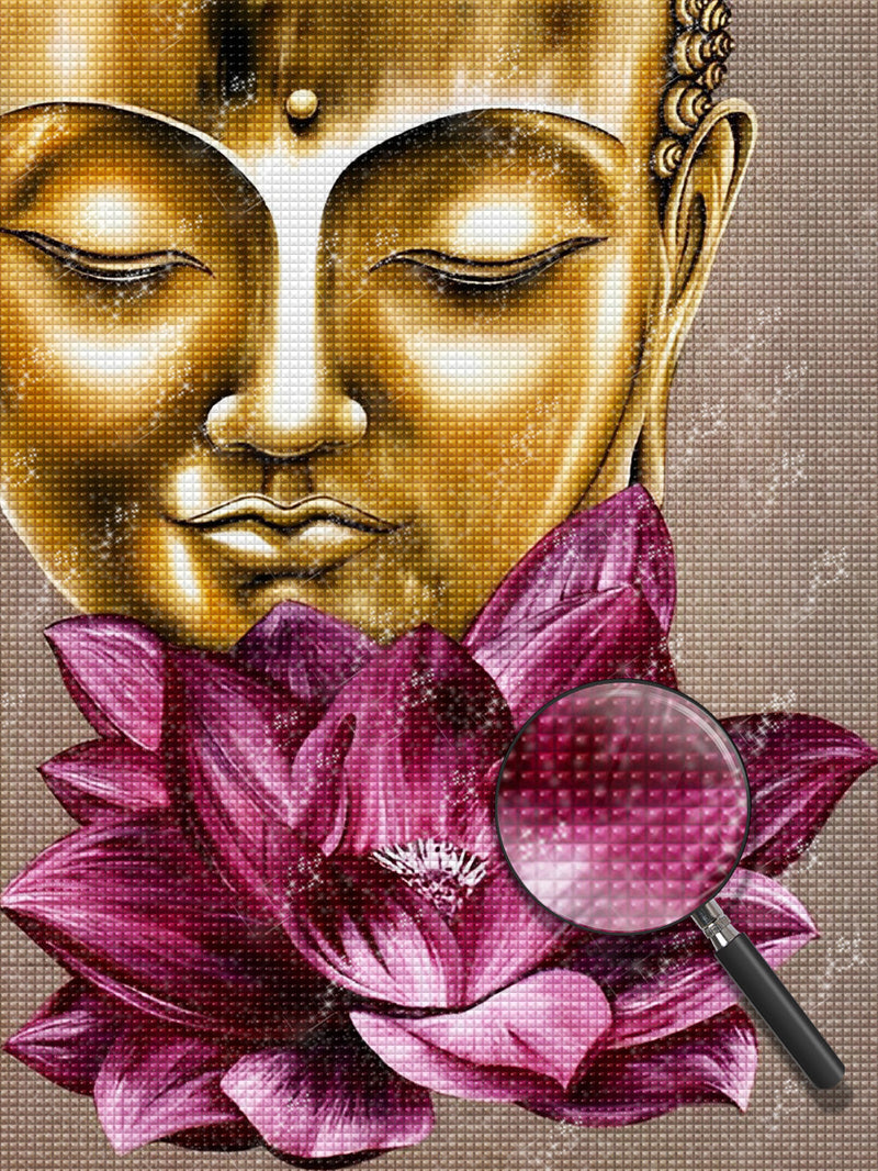 Lotus and Golden Buddhist Statue Diamond Painting