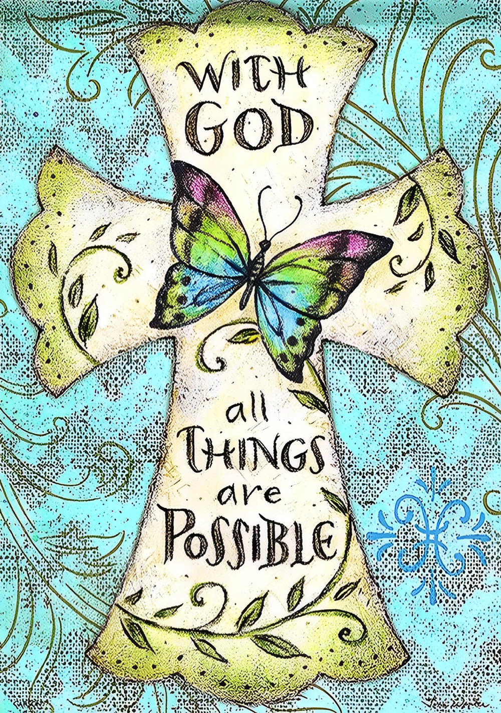 Cross and Colorful Butterfly Diamond Painting