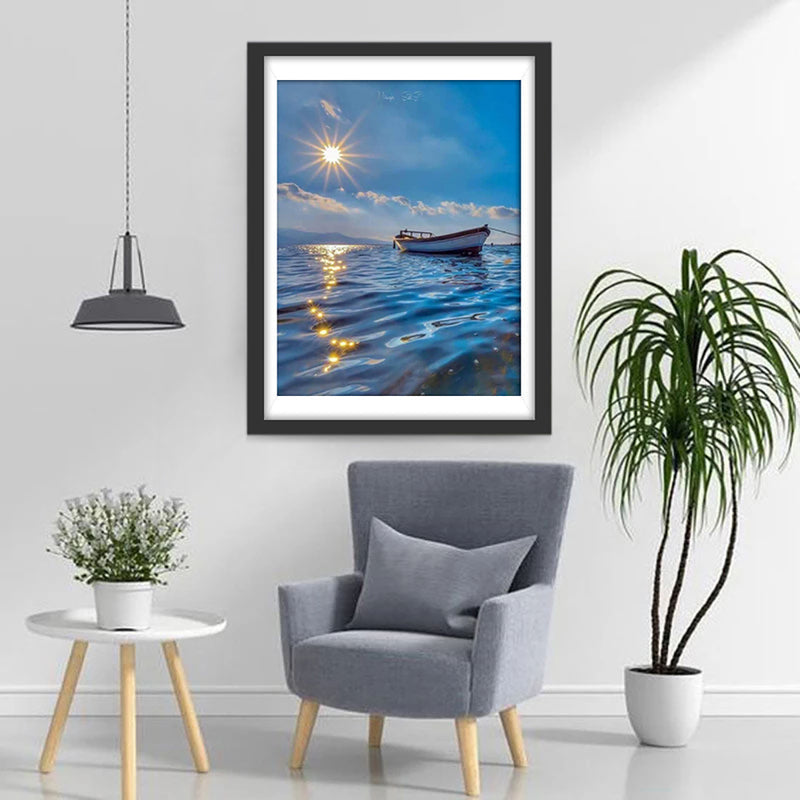 Small Boat at Sea Diamond Painting